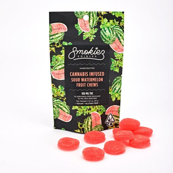 SOUR WATERMELON HYBRID SMOKIEZ GUMMIES 100MG THC (10 PACK - 10MG EACH)